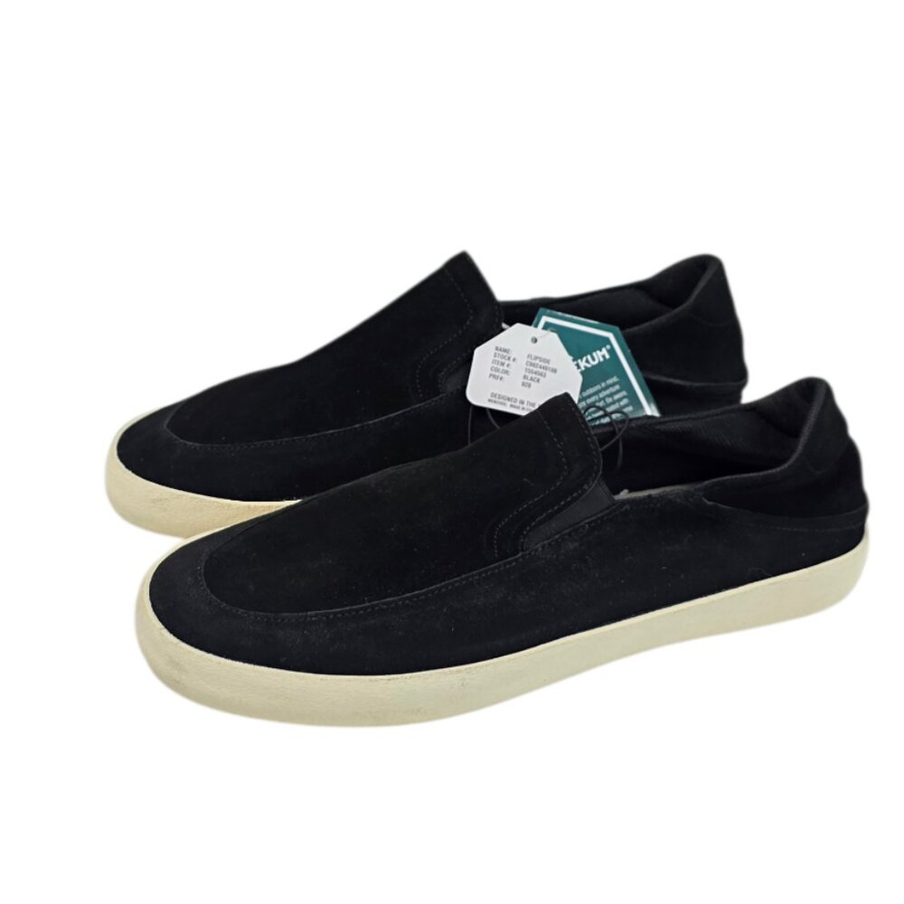 Staheekum Men's Flip Side Suede Sneakers, Slip On Shoes, Black, Memory Foam, 10